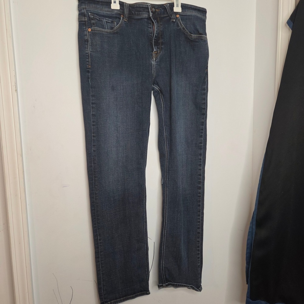 Volcom Solver Modern Straight Jeans Mens 36 Dark Wash Denim Pants Casual Blue